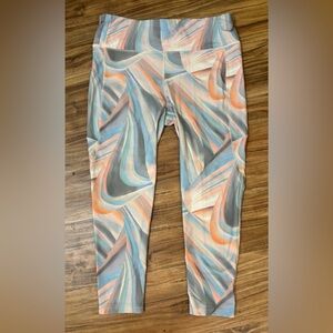 CALIA by Carrie Underwood Swirl Pattern Leggings in Peach and Blue